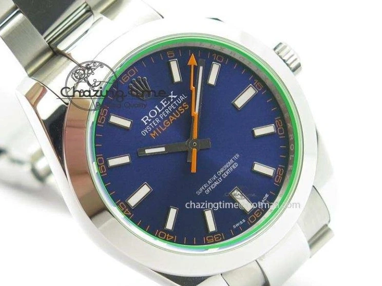 1225 HighPerformance Milgauss 116400 GV JF 1:1 Green Sapphire Blue Dial On SS Bracelet SA 3959